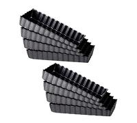 Wrtysully 8 Piezas Moldes Antiadherentes para Tarta de Quiche Rectangulares con Fondo ExtraíBle Lata de Tarta Estriada para Tarta de Frutas Tartas Galletas Hornear