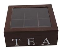 Wrtysully 9 Rejilla Caja de Té Madera Bolsa de Té Bolsa Contenedor Caja de Almacenamiento Caja de JoyeríA de Regalo Cuadrado Caja de Almacenamiento con Tapa Superior Transparente-Vino Rojo