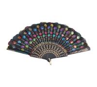Wrtysully Abanico Plegable Tela Negra Bordado Patron de Flores Colorida para Mujeres