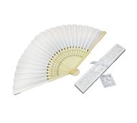 Wrtysully Abanicos de Mano de Seda Elegantes Plegables Blancos Tallados en 20 Piezas Paquete de Caja Multicolor de Abanicos PequeñOs de Tela de 6 Pulgadas para Bodas