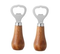 Wrtysully Abridor de de Cerveza de Acero Inoxidable con Manejar de Madera, Utensilios de Cocina, Regalo de Boda de Aniversario Plateado