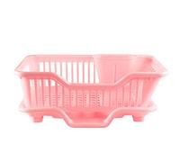 Wrtysully Ambiental PláStico de Cocina Juego de Escurreplatos Estante Soporte de Lavado Bandeja Organizador Bandeja, Aprox. 17.5 X 9.5 X 7 Pulgadas (Rosa)