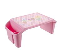 Wrtysully Bandeja Escritorio Regazo NiñOs,Bandeja Escritorio PortáTil PláStico Regazo los NiñOs para Cama,Aula,Computadora PortáTil para NiñOs Actividades en AutomóVil,Comedor y Piso Rosa