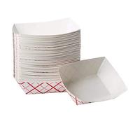 Wrtysully Bandejas Desechables de Papel para Comida de 100 Piezas - Barcos de Comida de Papel una Prueba de Fugas una Cuadros Rojos y Blancos - Bandejas de Papel para Comida