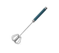 Wrtysully Batidor Semiautomático de Acero Inoxidable de 12 Pulgadas, Batidor Giratorio Manual, Batidor de Huevos, Mezclador Agitador, Herramienta de Cocina, Azul Oscuro