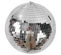 Wrtysully Bola de Espejo de Luz de Discoteca de 30 Cm, Bolas de Espejo de Fiesta Reflectantes de Escenario Plateadas con Anillos Colgantes para Baile, CumpleañOs, Hogar