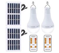 Wrtysully Bombilla de Luz Solar LED LáMpara de Bombilla de EnergíA Recargable para Interior LáMpara de Tienda de CampañA Solar para Acampar al Aire Libre con Control Remoto