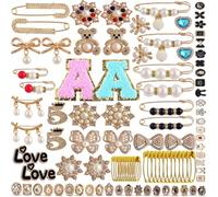 Wrtysully Broches de Perlas y Diamantes de Imitación, 96 Piezas, Broches y Alfileres para Mujer, Adornos de Calcetín de, Alfileres, Accesorios de Joyería