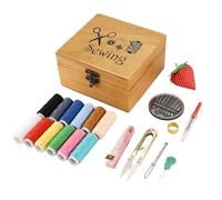 Wrtysully Caja de Costura de Madera Kit de Suministros de Accesorios de Costura Caja de Trabajo para Reparar