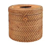 Wrtysully Caja De Papel Tisú De Ratán Redonda Sostenedor De Rollo De Vid Dispensador Cubierta De Papel Higiénico para Baño, Hogar, Hotel Y Oficina