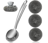 Wrtysully Cepillo para Fregar Platos con de Lana de Acero, Juego de Estropajos de Metal para Limpieza Profunda, Estropajo de Acero para Platos, Estropajos de Metal
