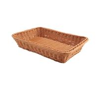 Wrtysully Cesta de Ratán de Plástico, Canasta de Pan Tienda de Pan Supermercado Cesta de ExhibicióN Mesa Tejida Comida Frutas Verduras Restaurante Cesta de Servir, MarróN