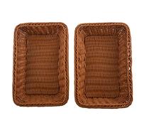 Wrtysully Cesta Rectangular de 2 Piezas para Mesa o Mostrador para Pan, Frutas y Verduras Cestas de Mimbre para Mercados, PanaderíA