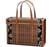 Wrtysully Cesta Tejida para Picnic, Bolsa de Almacenamiento de Mimbre, Asa Plegada para Frutas, Compras, Alimentos, Asa, Cesta de Bambú Plegable de Hierba de RatáN