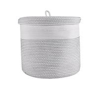 Wrtysully Cesta Tejida para Ropa Sucia con Cuerda AlgodóN con Tapa, Organizador Almacenamiento Juguetes Peluche para NiñOs, Cesta Ropa Sucia, Barril Almacenamiento ArtíCulos