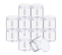 Wrtysully Contenedor de PláStico de Almacenamiento de PláStico Transparente VacíO de 12 Paquetes Contenedor de PláStico de Boca con Tapa para Productos de Belleza