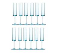 Wrtysully Copas de Champán Copas de Champán Cuadradas de 6 Onzas Copas de Tallo Copas para Brindis de Boda Reutilizables Paquete de 12 Azul