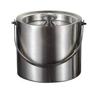 Wrtysully Cubo de Hielo de Aislamiento de Acero Inoxidable de 3 L y 2 Niveles con Manija de Tapa para Vino Champagne Bar Ktv