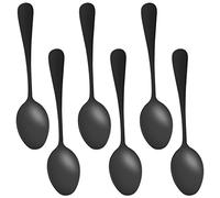 Wrtysully Cucharadas Negras Cucharadas, Mini Cucharas para Pastel De Acero Inoxidable, Cucharadas para Helado, Cucharaditas Pequeñas para Postre, Juego De 6 (Cucharas De Café Negro)