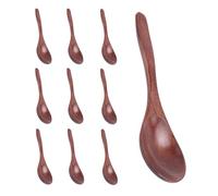 Wrtysully Cucharas de Madera, Juego de Cucharas de Sopa de Madera de 10 Piezas, Cucharas de Mesa de Madera Natural de Manejar para Comer, Mezclar, Cocinar - 7.3 Pulgadas
