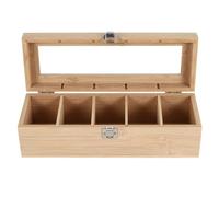 Wrtysully de Bambú Multifuncional Bolsa de Té Organizador de Joyas Caja de Almacenamiento 5 Compartimentos Caja de Té Organizador Contenedor de AzúCar
