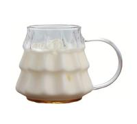 Wrtysully de Café Transparente con Asa, Forma de Árbol de Navidad, Vaso de Vidrio para Leche, Desayuno, Vajilla de Cocina para Fiestas de Festivales