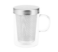 Wrtysully de InfusióN de Té de Vidrio Resistente al de Viaje de 500 Ml con Tapa de Acero Inoxidable de Café Vaso Cocina Resistente al Grande