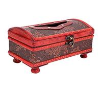 Wrtysully DecoracióN de Soporte de Caja de PañUelos de Papel de Madera de de Anillo de Cobre Retro Vintage : Rojo Retro