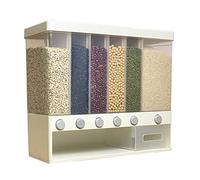 Wrtysully Dispensador de Arroz y Cereales Dividido Montado en la Pared de 10 Kg, 6 Estantes AutomáTicos de PláStico una Prueba de Humedad, Caja de Almacenamiento de Alimentos Sellada