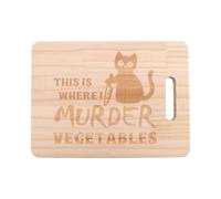 Wrtysully Divertida Tabla de Cortar de Negro Aquí Es Donde Vegetales Bandeja de Madera para Servir Comida DescongelacióN Vegana Grabada