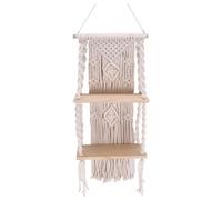 Wrtysully Estante Colgante de Pared de Macramé con Borlas Hecho una Mano, Tapiz Tejido de Cuerda de AlgodóN Bohemio, Colgador Plantas, Estante Flotante para DecoracióN HabitacióN del Hogar
