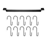 Wrtysully Estante de Ollas de Montaje en Pared, Organizador de Suspensión de Utensilios de Cocina de Riel Colgante Industrial de 435 Mm, Soporte de Tapa, con 10X en S, Negro