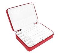 Wrtysully Estilo Coreano Joyero Organizador Exhibidor Almacenamiento Grande Gran Espejo MultifuncióN Collar Pendiente Anillo Caja para JoyeríA Rojo