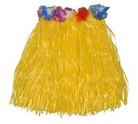 Wrtysully Falda Corta Hawaiana de Hierba con Flores para Fiesta de Disfraces (Amarillo)
