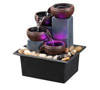 Wrtysully Fuente de Sobremesa de 4 Niveles, Pequeña Fuente en Cascada para Interiores, Fuente Relajante para Meditación, para el Hogar y la Oficina