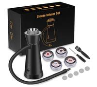 Wrtysully Fumador de Cócteles, Herramienta Eléctrica para Fumar Portátil para Alimentos y Bebidas, Ahumador de Mano con Inyector de Humo para Interiores y Exteriores(A)