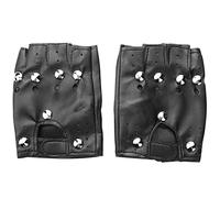 Wrtysully Guantes sin Dedos Aspecto de Negro con Remaches
