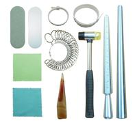 Wrtysully Herramientas para Medir Anillos, Kit para Hacer Anillos con Mandril de Anillos, Modelo Redondo, Varilla de Metal, Martillo de Joyero de Goma y Herramientas de Pulido