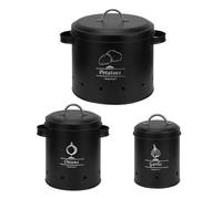 Wrtysully Juego de 3 Cubos de Almacenamiento de Metal con de Ventilación de 360 Grados Caja de Almacenamiento de y Papas Multiusos de Gran Capacidad B