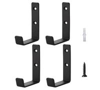 Wrtysully Juego de 4 Resistentes en Forma de J - de Garaje - Metálicos Montados en la Pared para Almacenamiento de Herramientas - Garaje, Camión y Hogar