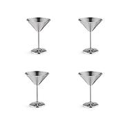 Wrtysully Juego de 4 Vasos de de Acero Inoxidable, Vasos de CóCtel de Metal de 8 Oz, Irrompibles, Duraderos, Acabado Pulido Espejo