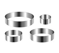 Wrtysully Juego de Anillos Redondos para Pasteles 4/6/8/10 Pulgadas Cortador de Galletas CíRculo Cortadores Galletas Molde para Pasteles Anillo de PasteleríA de Acero Inoxidable para Hornear