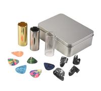 Wrtysully Juego de Diapositivas de Guitarra de 1 Diapositiva de Vidrio, 1 Diapositiva de Acero y 1 Diapositiva de Guitarra de LatóN, 6 Piezas de Guitarra y 4 Dedos