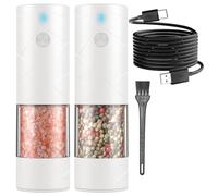 Wrtysully Juego de Molinillo de Sal y Pimienta EléCtrico Recargable por USB, Molinillo AutomáTico de Sal y Pimienta de Grosor Ajustable