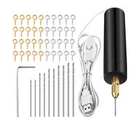 Wrtysully Juego de Taladro EléCtrico de Resina, Que Incluye Tornillos de Ojo, Herramientas de Brocas Helicoidales, Minitaladro EléCtrico para FabricacióN de Manualidades de Llaveros DIY