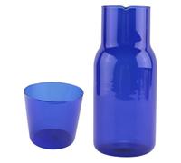 Wrtysully Juego de Tazas de Té de Vidrio de Color Caramelo Transparente, Simple de Jugo para Beber Resistente Al con Jarra de Té, Botella de Agua, Azul