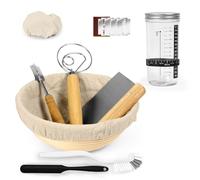 Wrtysully Kit de Fermentación de Pan de Masa Madre con Bandas de Alimentación para Marcar la Fecha y Cestas de Fermentación
