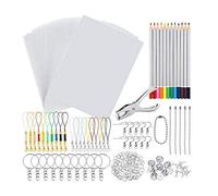 Wrtysully Kit de PláStico de Hoja Termoencogible de Papel de Arte RetráCtil de 198 Piezas Perforadora Llaveros LáPices Suministro de Arte de Dibujo de Bricolaje