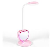 Wrtysully LáMpara de Escritorio LED para NiñAs, LáMpara de Escritorio LED Recargable con Puerto de Carga USB y PortaláPices, Atenuable Rosa para el Cuidado de los Ojos