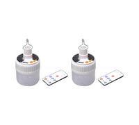 Wrtysully Linternas Portátiles Luces Solares Bombilla Recargable Luz de Emergencia con de Control Remoto Iluminación para Acampar Al Aire Libre 2 Piezas
